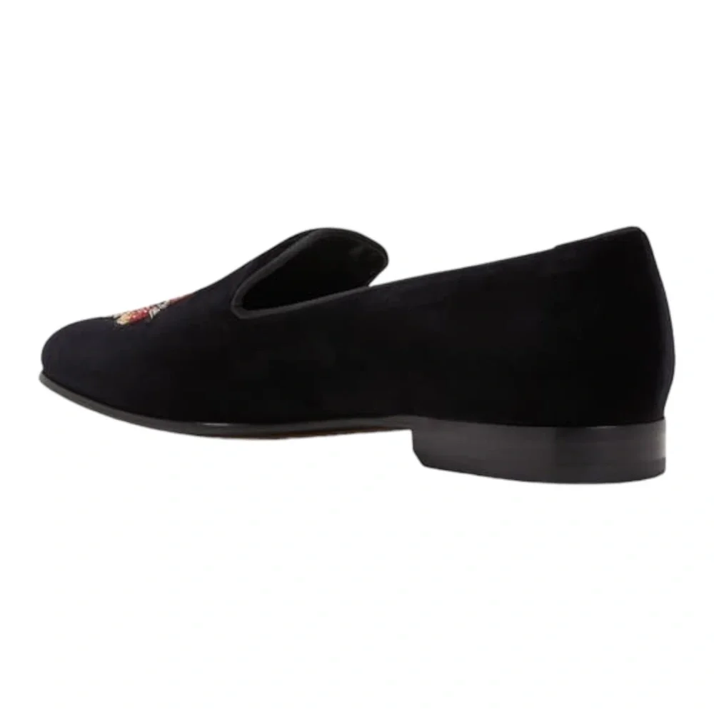 LANVIN Shoes Men's Size 12 Flaming Heart Leather & Velvet Smoking Loafers - Picture 7 of 9